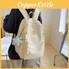 Color Simple Solid Student Lightweight Backpack With Plush Pendant For School