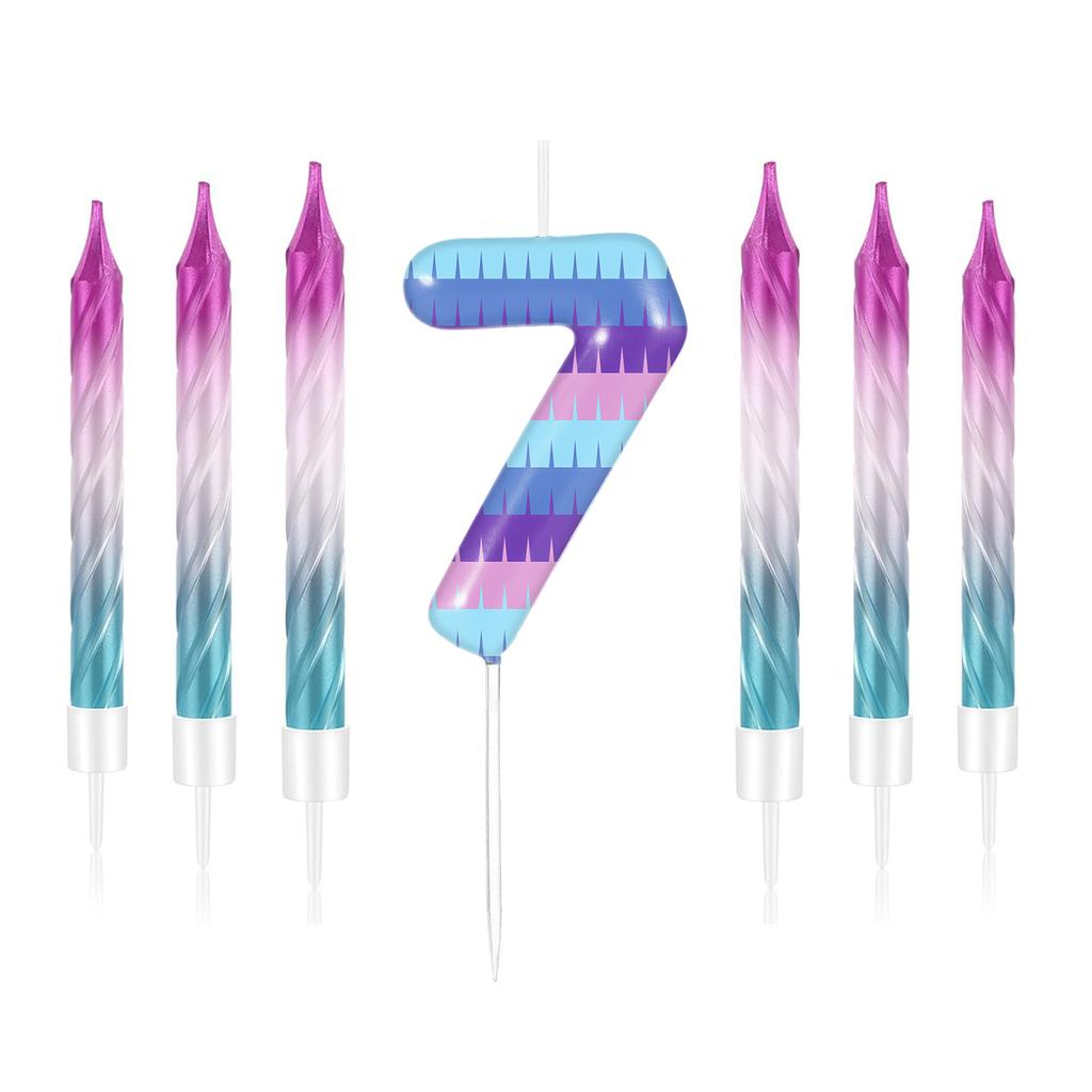 7pcs Video Game Birthday Candles Number0-9 Cake Topper for Kids Battle Boys Birthday Decoration Gaming Party Decoration Supplies