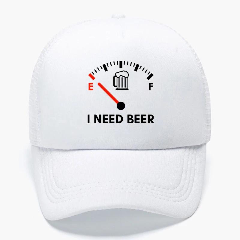 I NEED BEER Foam Trucker Cap Man Woman Summer Visor Mesh Baseball Hat Funny Fuel Gauge Print Unisex Casual UV Sun Fisherman Cap