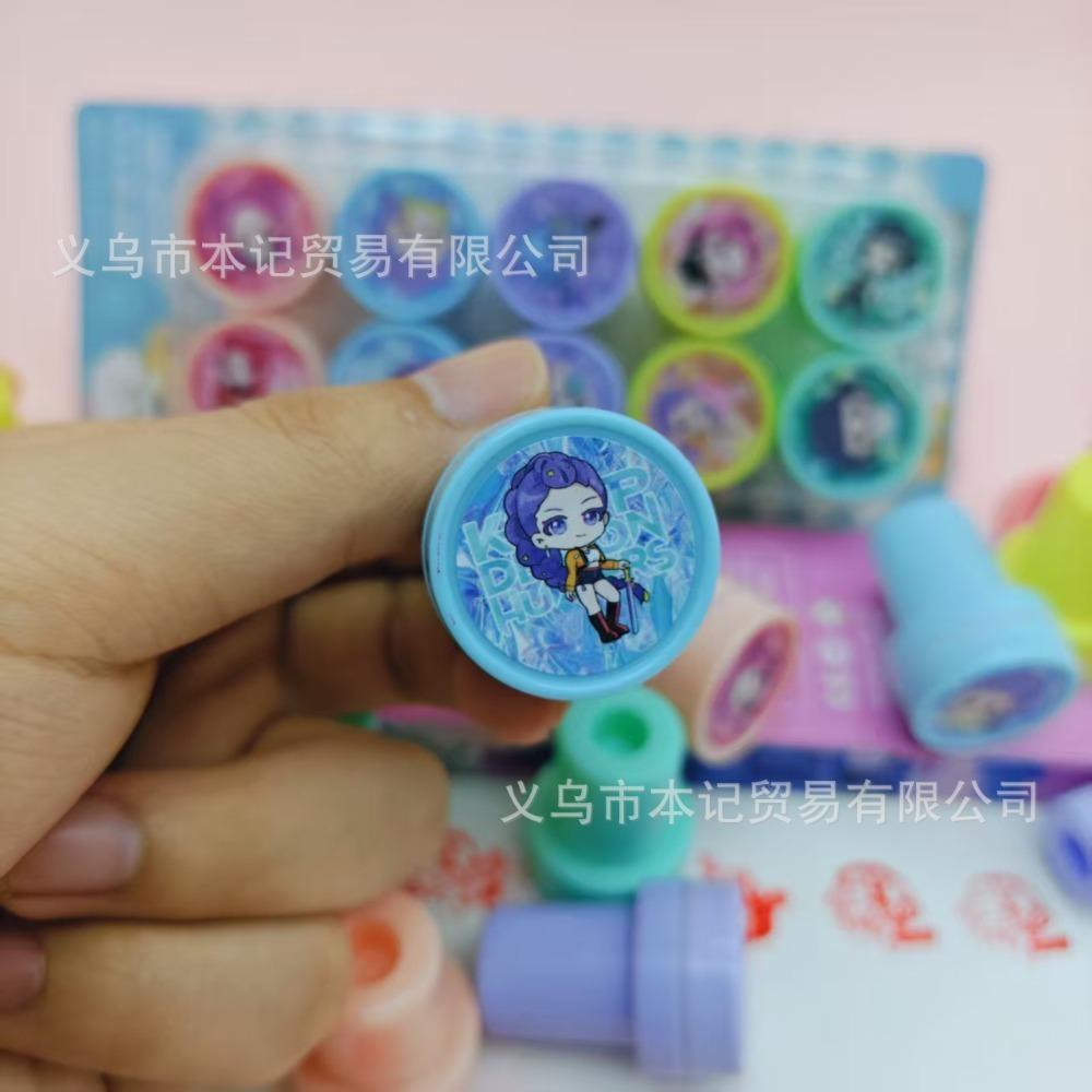Durable 10Pcs Assorted Stamps for Kids Kpop Demon Hunters Rumi Zoey Mira Derpy Self-Ink Stamps with 10 Designs for Birthday Party Favor