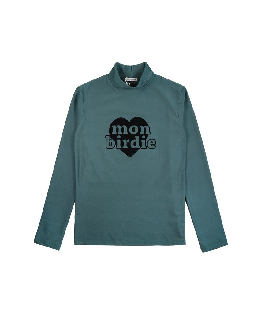 MONBIRDIE GOLF Warm Tech Half Neck Heart Mongbirdy Brushed Mock Neck T-Shirt_D.Green