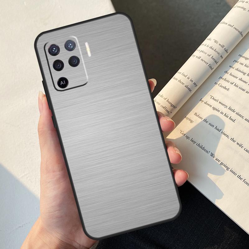 Brushed Metal Texture Steel Print Case For Oppo A80 A60 A40 A78 A38 A18 A98 A58 A96 A76 A16 A94 A74 A54 A15 A17 A57 A77 A5 Pro