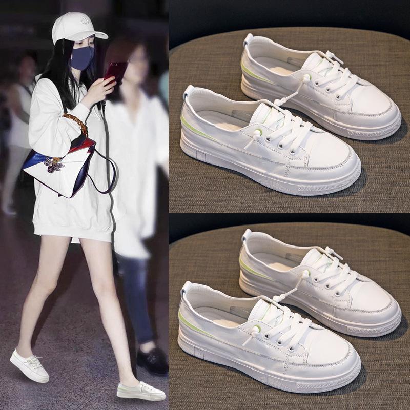 First Layer Cowhide Shoes Women's Shoes 2025 New One-pedal Board Shoes Casual Sports Flat-soled Single Shoes Leather Flat Heel Comfortable
