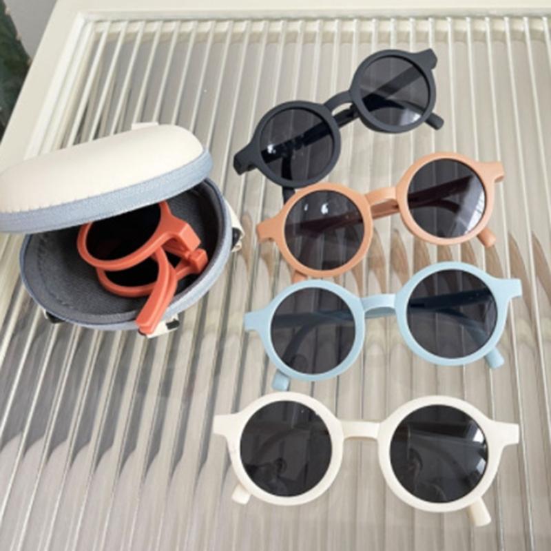 Upgraded Kids Toddler Sunglasses Foldable Pocket-size Kids Round Sunglasses Gift
