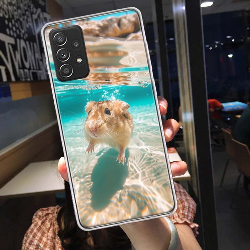 Hamsters With Hats Have Ears Phone Case for Samsung A54 A57 A37 A17 A14 A15 A12 A24 A34 A55 A35 A25 A52S A07 A05S A04S A22 A32 A