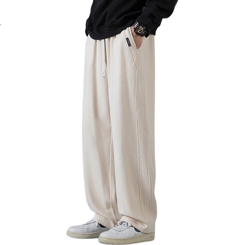 Mark Fairwhale Men's Casual Pants Autumn Winter Versatile Loose Straight Fleece Lined Warm Trousers Gray Fleece Lined XL