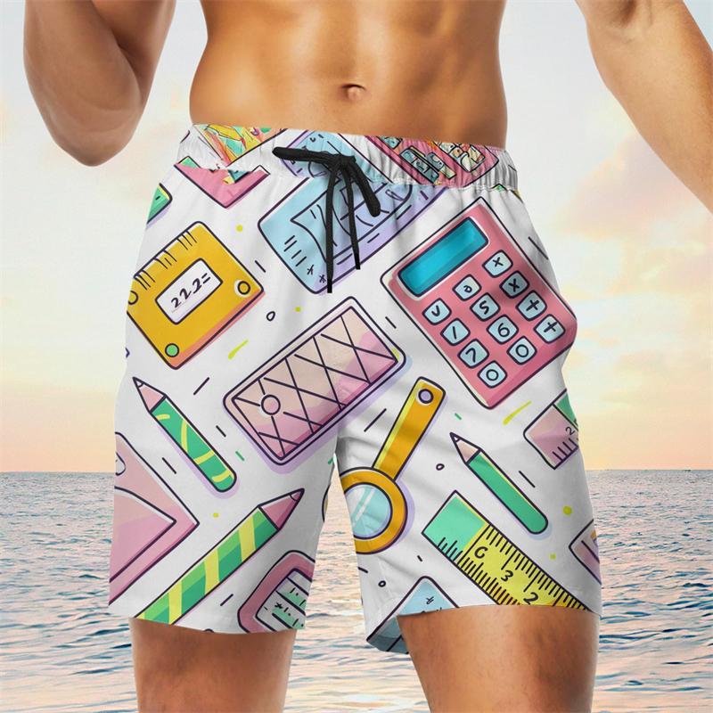 Funny Mathematics Class Graphic Beach Shorts For Men Fashion Summer Vacation 3D Printed Kids Swim Trunks Casual Loose Short Pant