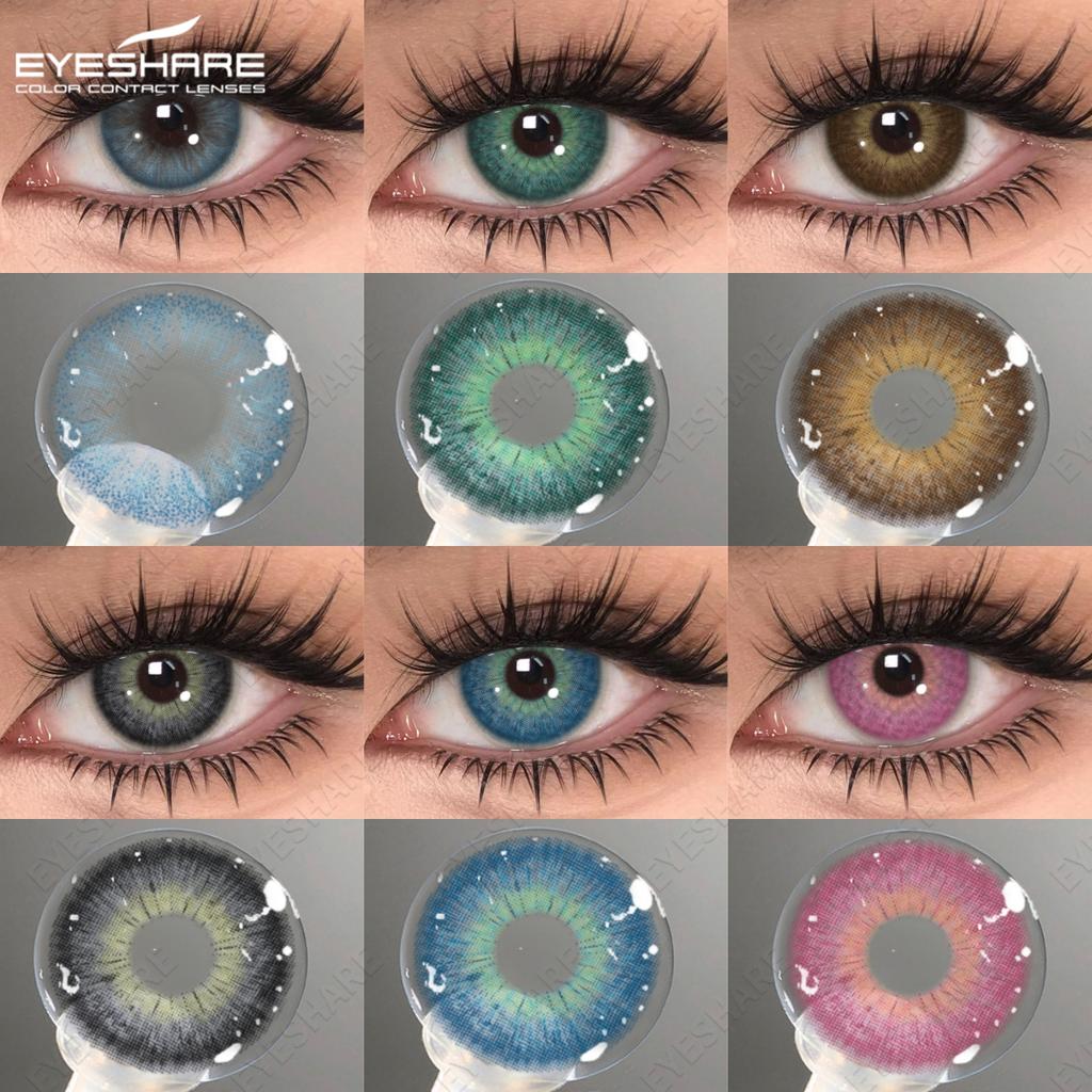 Eyeshare 2pcs NEW Natural Color Contact Lenses Fashion Blue Eyes Lenses Gray Beautiful Pupils Brown Eyes Contacts Colorful Lens