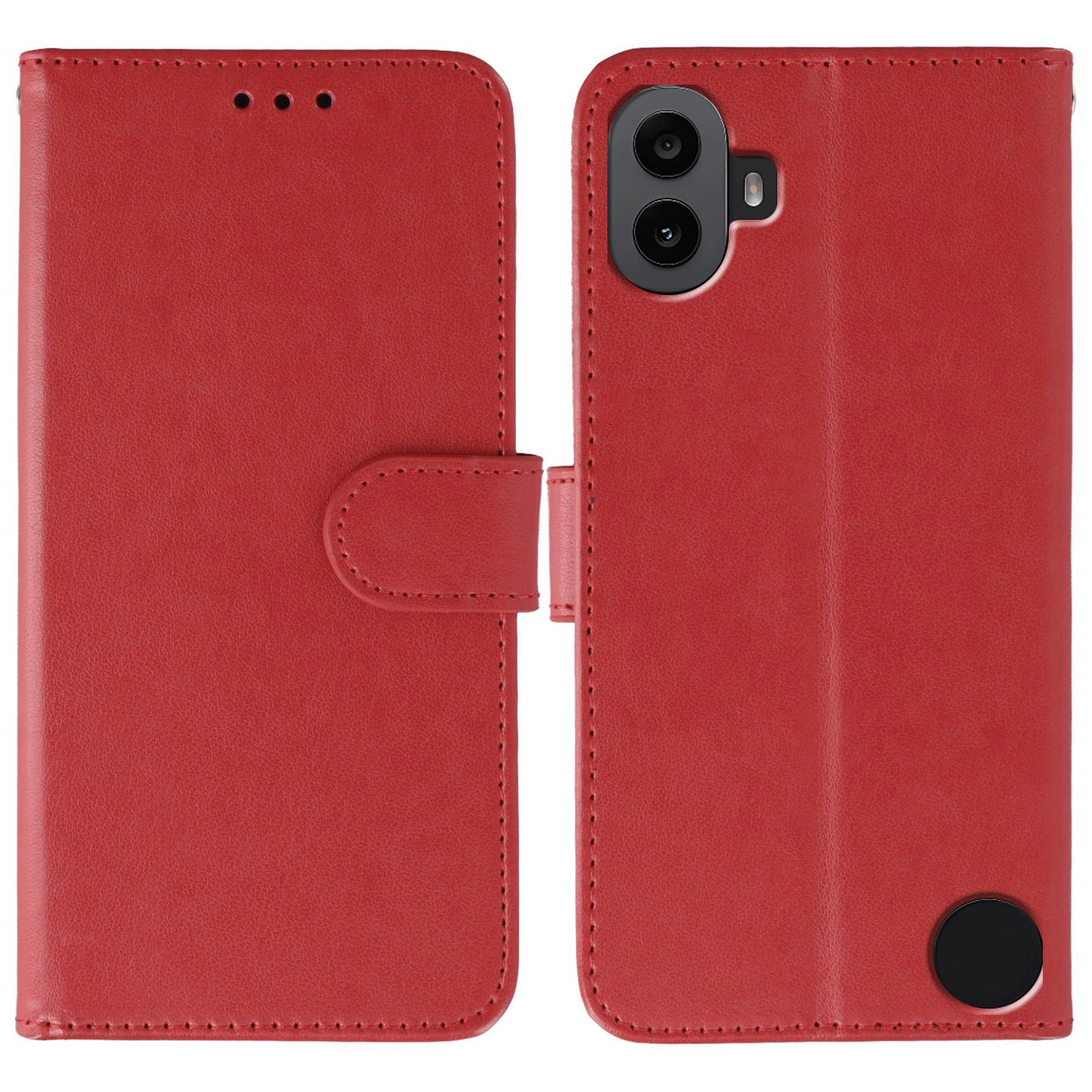

For Nothing CMF Phone 1 Case PU Leather Flip Wallet Phone Cover with Strap Red