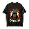 Wilder Gorilla mit Flammenprint Trendiges lässiges T-Shirt mit Rundhalsausschnitt Reines Baumwoll-T-Shirt