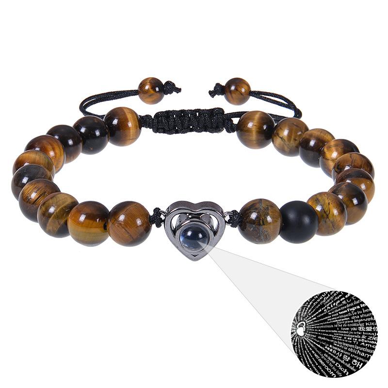 Projection Bracelet, European and American Fashion Bracelet, Available In 100 Languages, I Love You, Pink Crystal, Frosted Stone, Couple's Bracelet