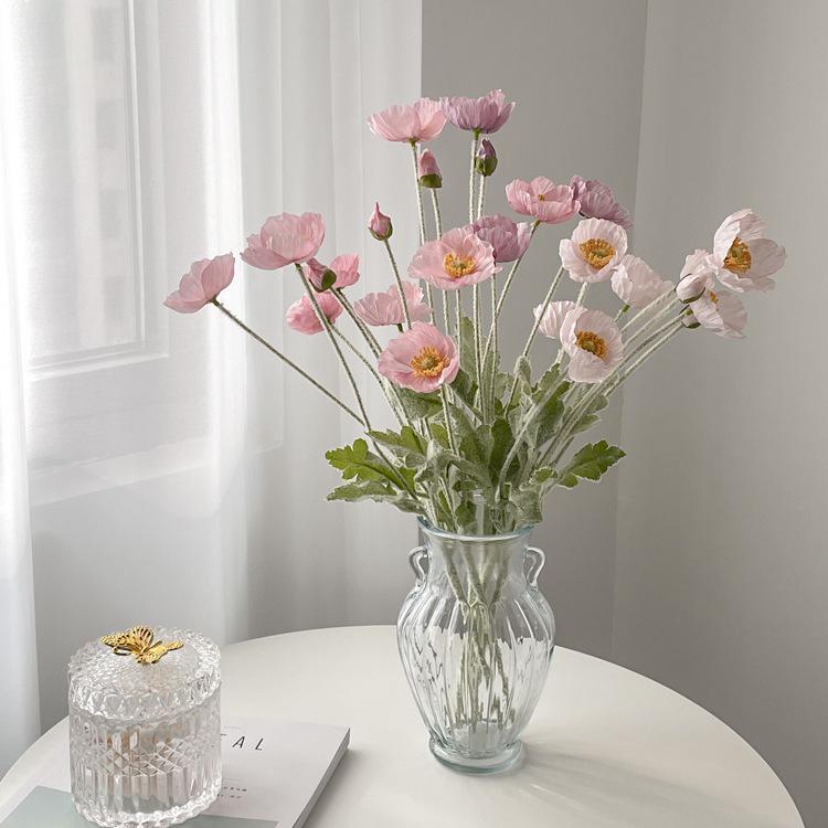 Poppy Pink Icelandic Artificial Flower Bouquet for Living Room Decoration