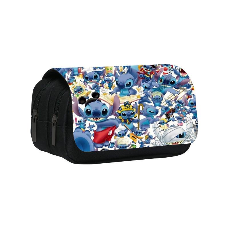 Stitch Double Layer Pencil Case For Students With Polyester Material And Storage Space