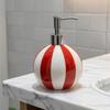 550ml  Soap Dispenser Ceramic Lotion Bottle Red and White Striped Balloon Soap Bottle Pressure Type Hand Sanitizer Sub Bottle