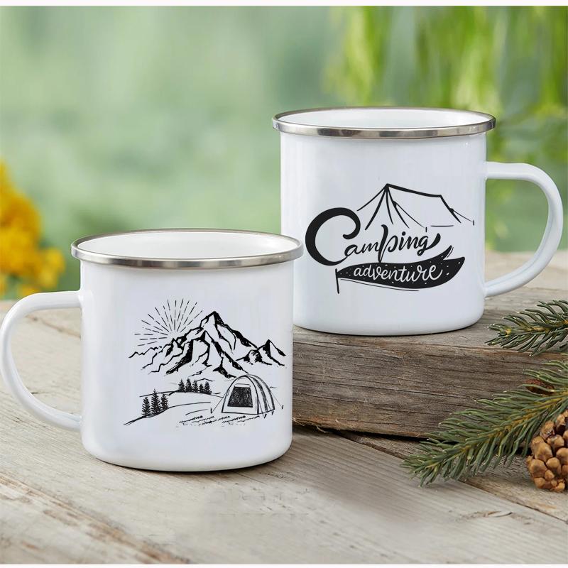 Outdoor Enamel Water Cups, Camping Mug, Campfire Party, Beer Coffee Mugs, Mountain Handle Mug, Best Gifts for Camper Lovers