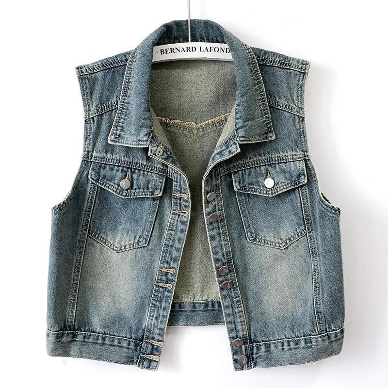 

Women s Hong Kong Style Retro Denim Vest - Slimming Sleeveless Gilet for Spring/Autumn 2025 (Korean Version) 3XL for 70-77.5 kg синій
