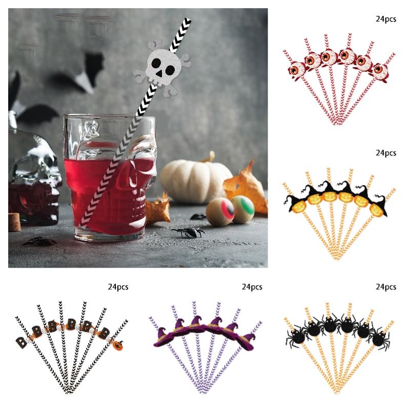 Eye-catching Halloween Pumpkin And Spider Straw Attachments