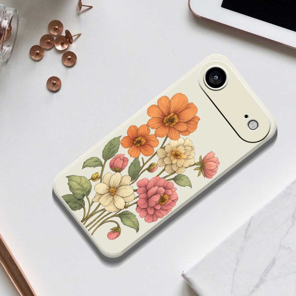 For iPhone 17 Air Case Beautiful Flowers Pattern Printing Straight Edge TPU Phone Back Cover