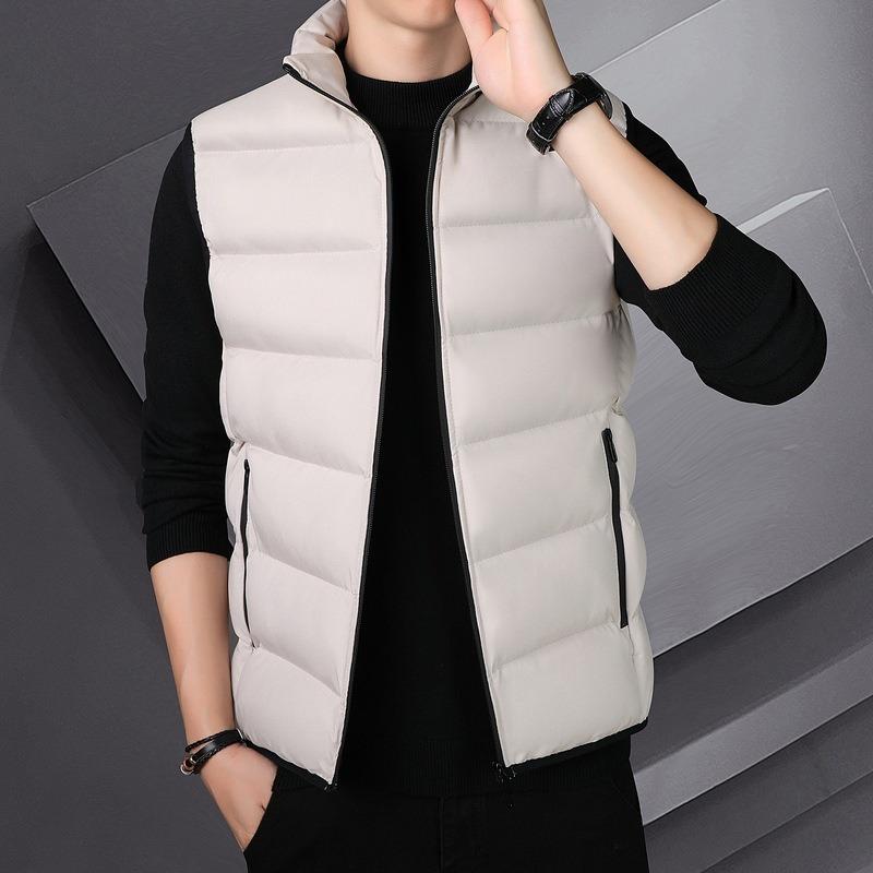 Korean Style Thick Striped Sleeveless Vest For Men Casual Warm