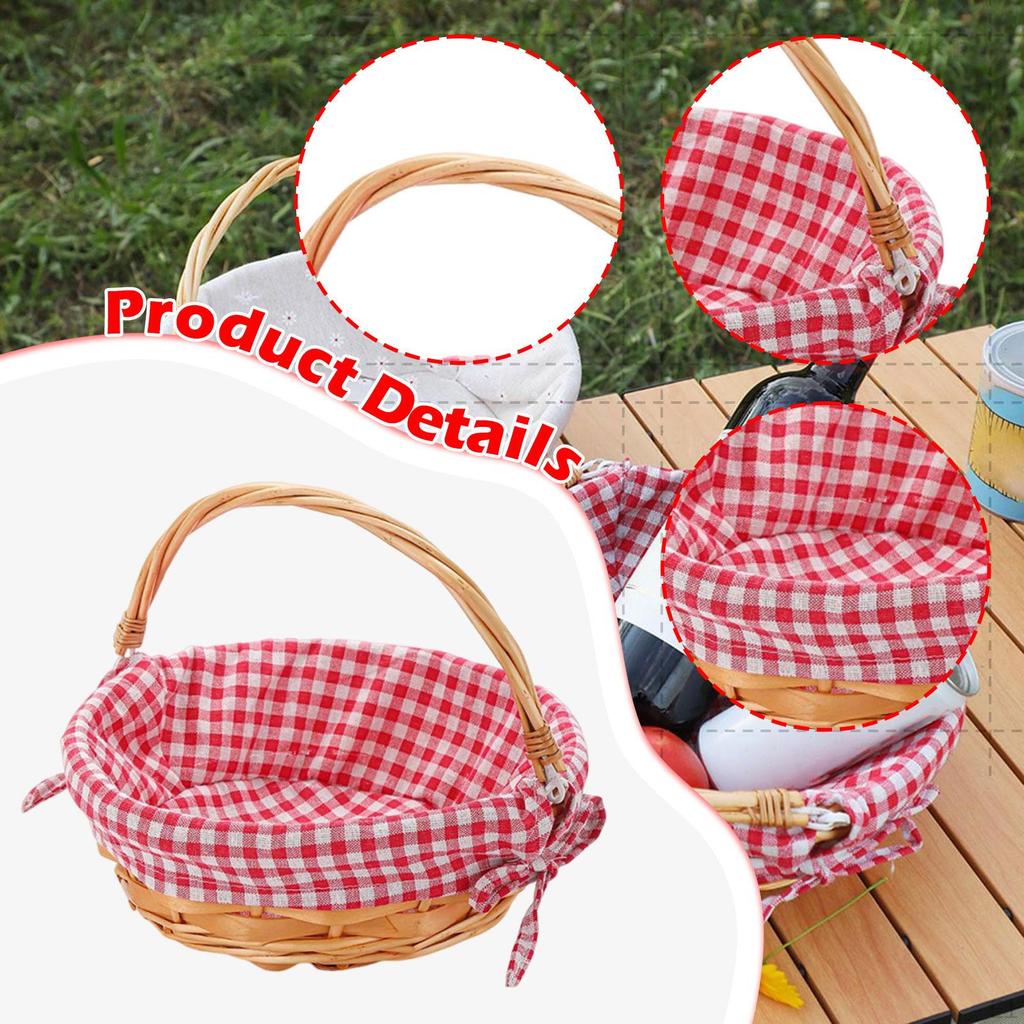 Picnic Basket Container with Handles Decorative Egg Hamper for Vegetables Sandwiches