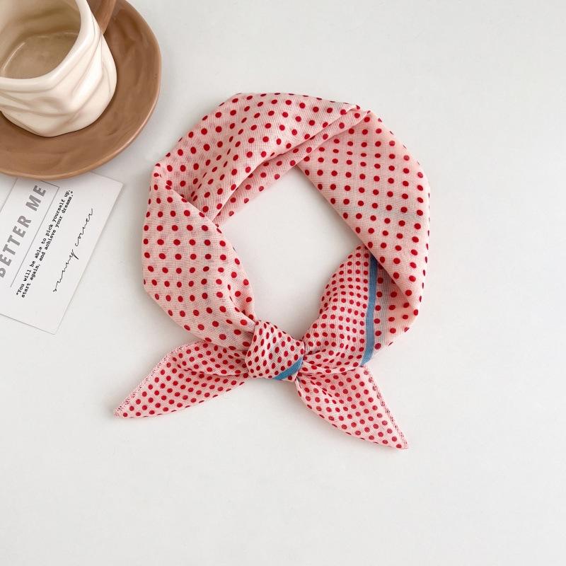 Polka dot silk scarf women's spring and summer new Korean ins versatile neck protection scarf fashion headscarf square scarf silk scarf