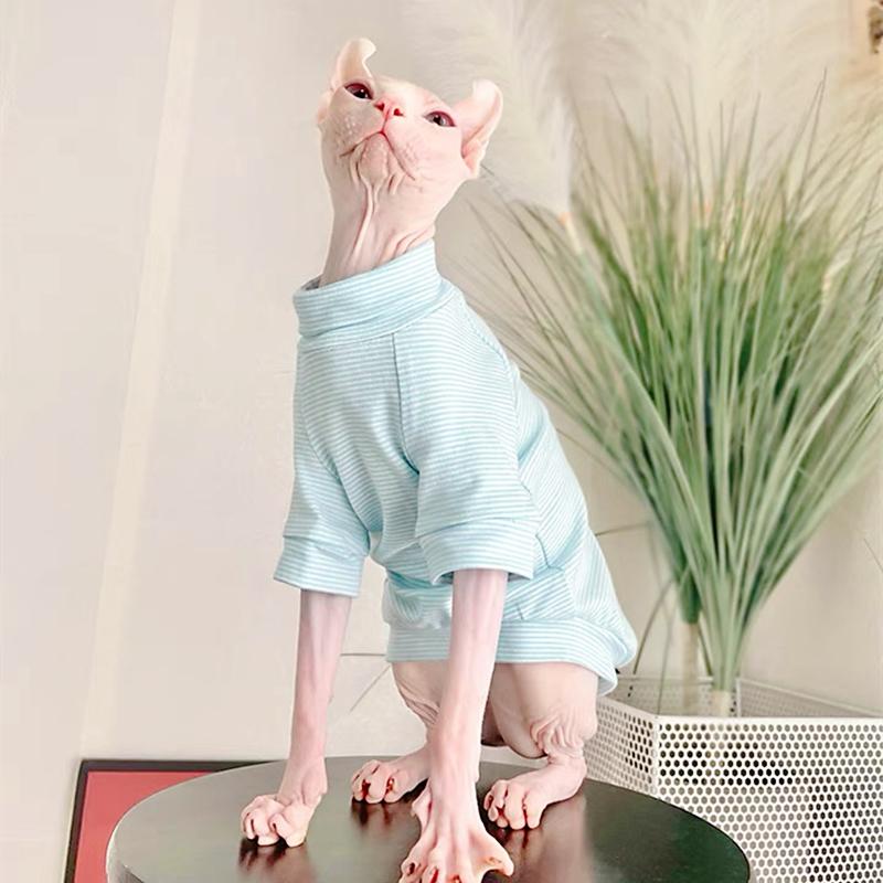 Cotton Sphinx Cat Dog Clothes For Small Puppy Hairless Cat Sweatshirt Clothing Stripe Pet Costume Kittens Jumpsuit Autumn Winter