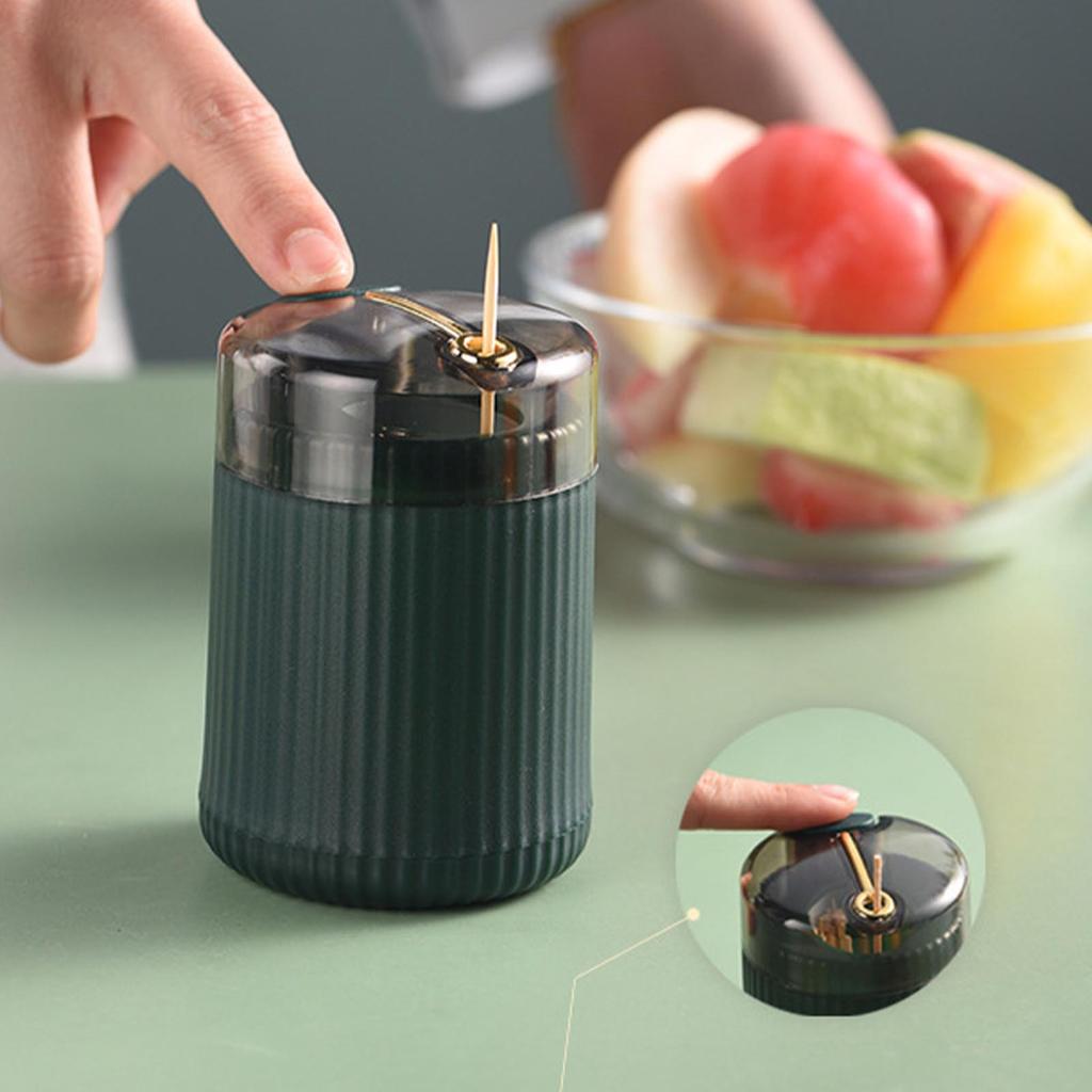 Pop Up Automatic Toothpick Dispenser Holder Compact Large Capacity Clear Window Toothpick Container for Kitchen Dark