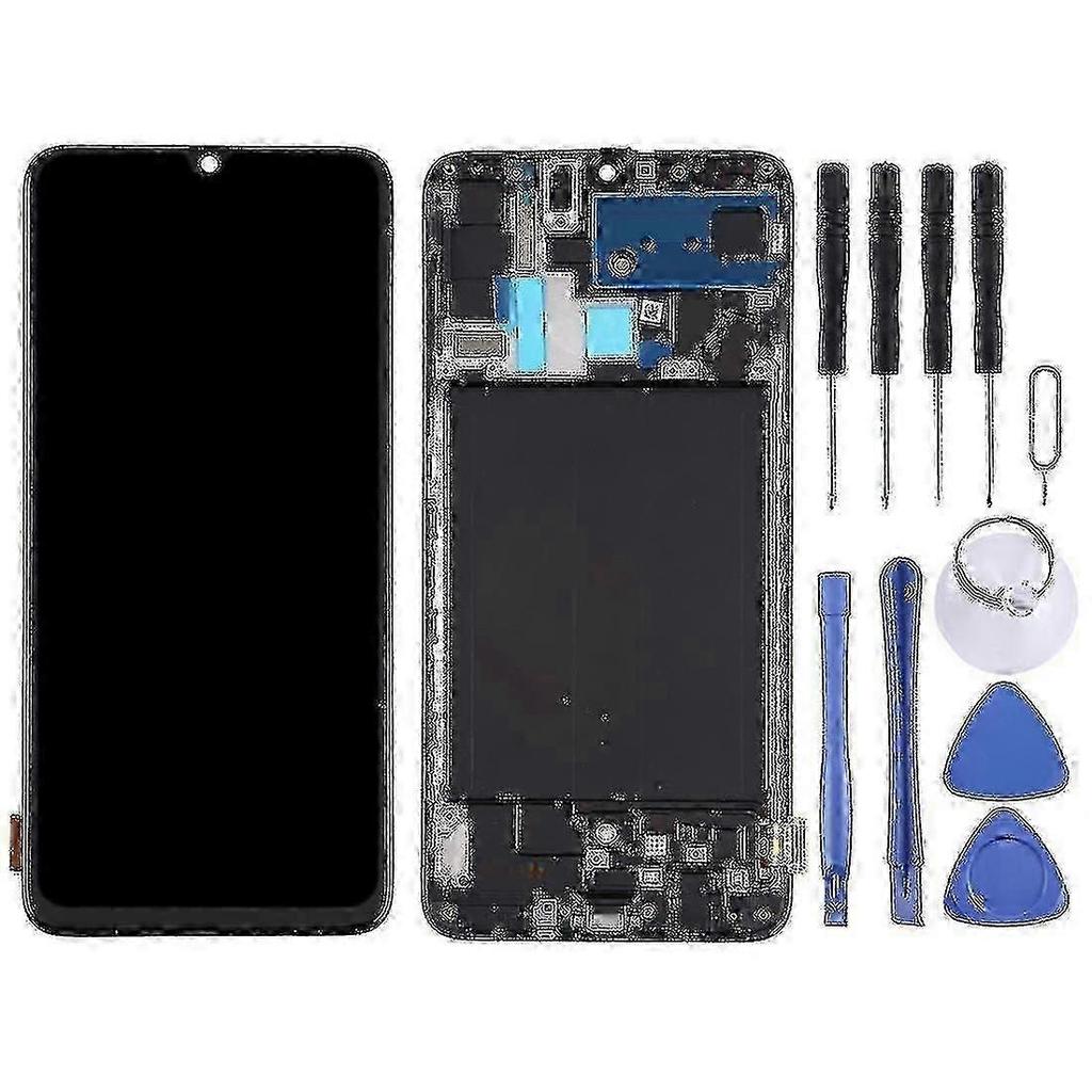 Tft Lcd Screen compatible Samsung Galaxy A70 Digitizer Full Assembly With Frame, Not Supporting Fingerprint Identification (black)+(trec