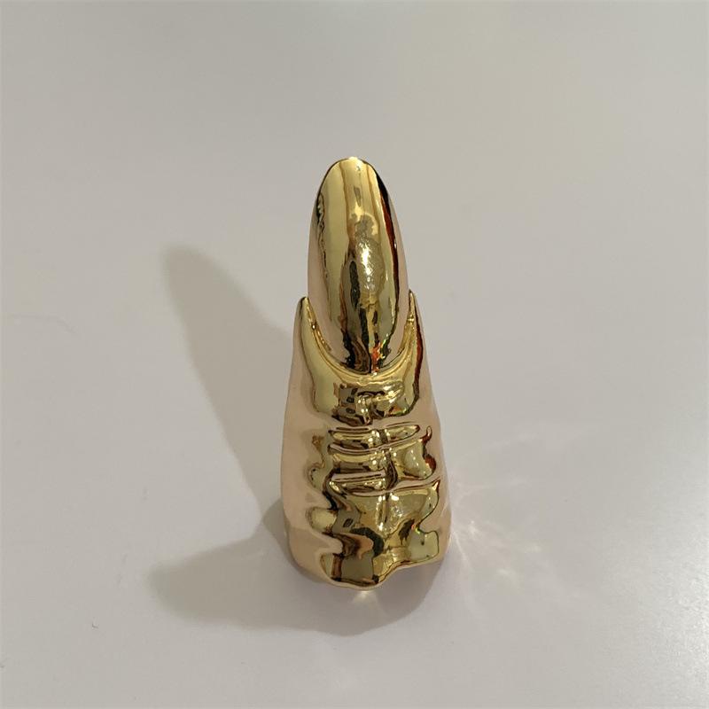 Punk Metallic Claw Nail Rings Irregular Gothic Long Finger Tip Rings For Women Men Alternative Party Rings Accessories