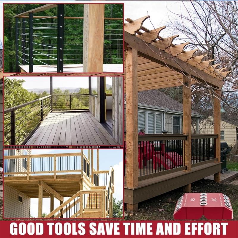 Aluminum Alloy Cable Railing Drill Guide Jig With 30 45 90 Degree Angles For Wooden Stair Railings And Deck Posts