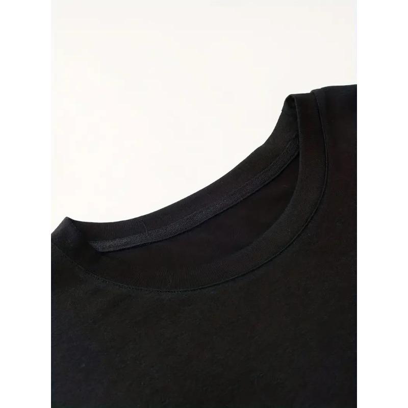 European sizes Men's Graphic T-Shirt - Dancing Moon Skeleton Design, Black Short Sleeve Crew Neck Tee for Adults