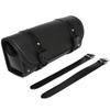 Black PU Leather Motorcycle ATV Round Barrel Storage Pouch Tool Bag 300*85*125mm