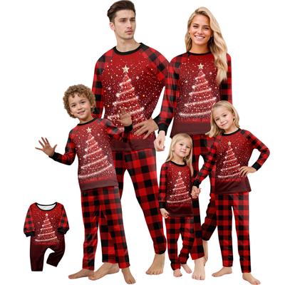 Jultryck Söt familjeuppsättning Pyjamas, hemkläder, familjeuppsättning långärmade toppbyxor