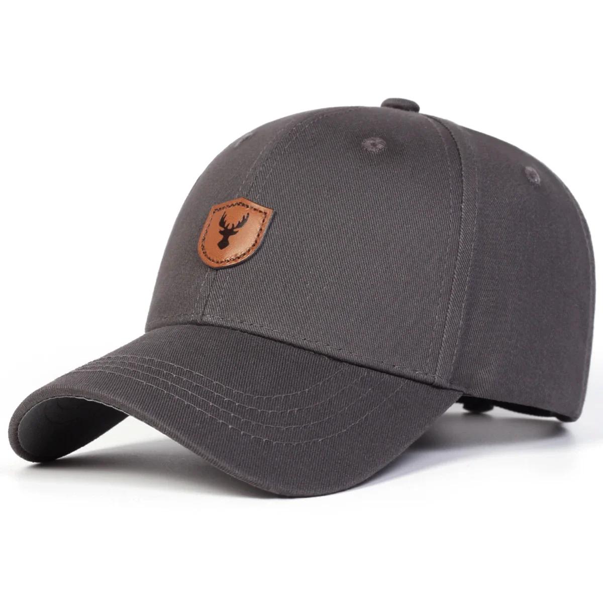 

Unisex Antler Leather Label Baseball Caps Spring Autumn Outdoor Sunscreen Hat Adjustable Casual Trucker Hats Sports Cap темно-сірий колір