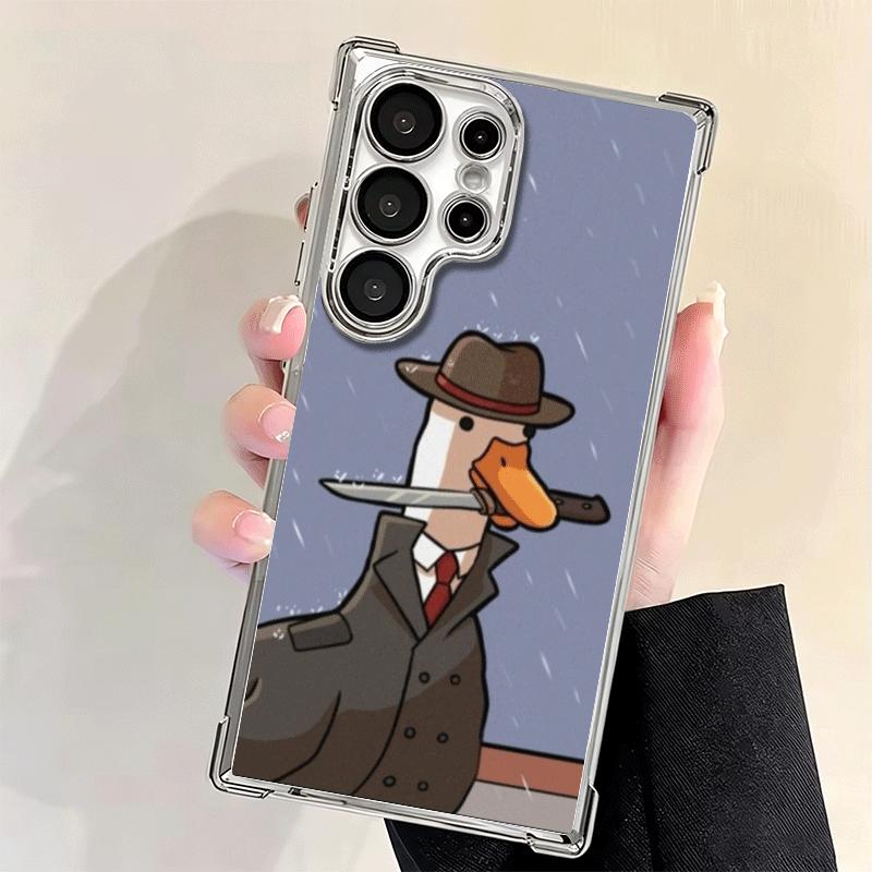 Funny Cartoon Goose Game Plating Phone Case For Samsung Galaxy S24 S25 FE S26 Edge S23 Ultra S22 S21 Plus S20 Anti-Fall Airabag