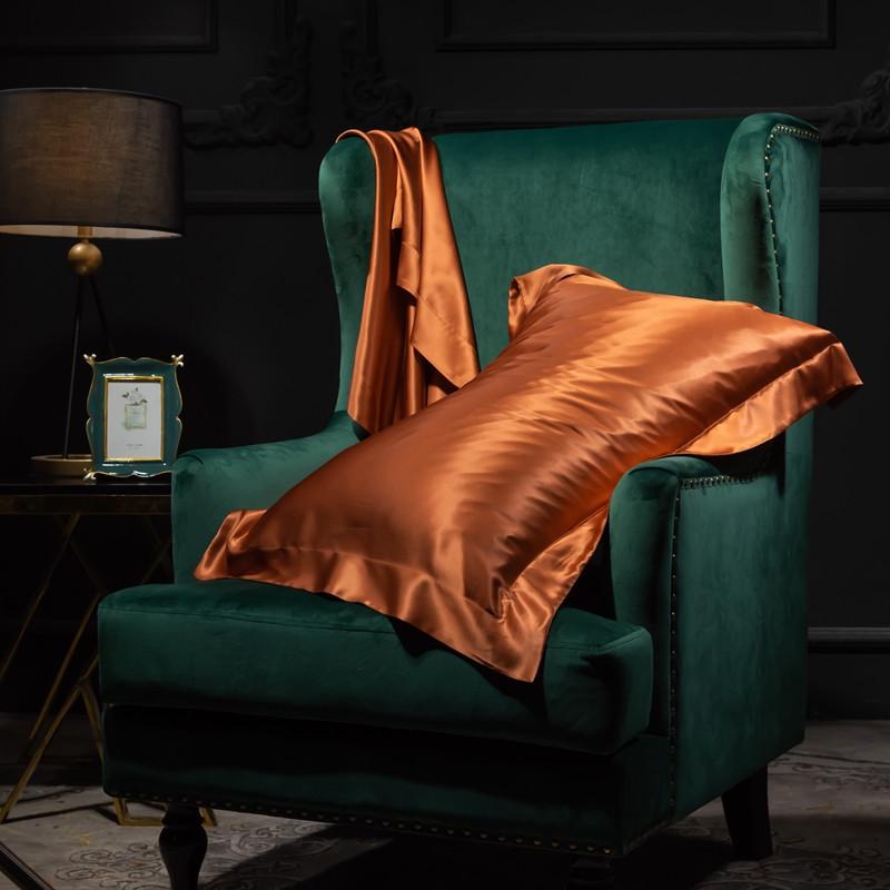 Taie d'oreiller de beauté double face en soie de mûrier couleur unie