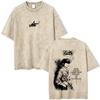 Anime Cowboy Bebop Vintage Washed T-shirt Spike Spiegel See You Space Cowboy T-shirts Manga Retro Oversized T Shirts Unisex