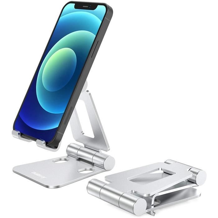 Handyhalterung Schreibtisch, Tragbare Smartphone-Tischhalterung, Schwarz Handyhalterung Dock, Verstellbar Universell Aluminium Sup[176]