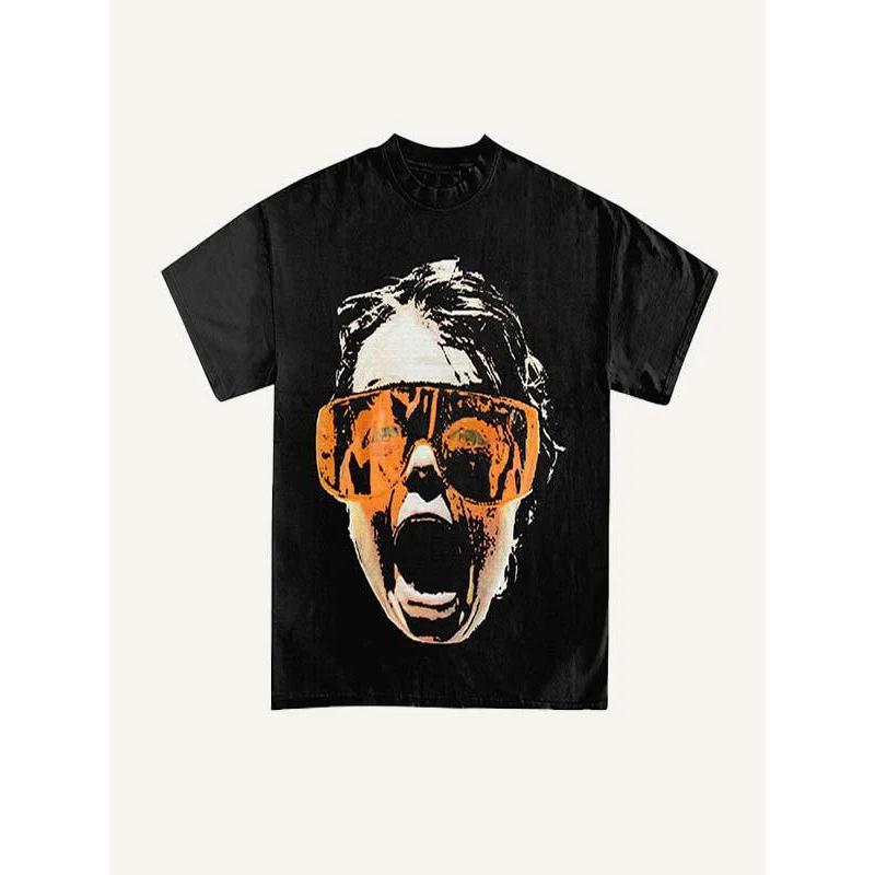 Mens and Womens Shortsleeved Printed Identical Tshirts with Retro Prints Unique and Creative Patterns Y2K Style S
