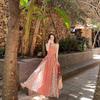 Blue Plaid Lace Suspender Dress Women's Summer Dopamine Bright Wear Seaside Vacation Beach Sunset Dress