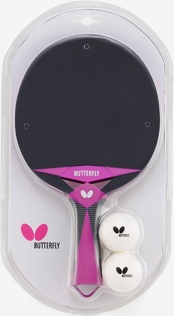 Butterfly Table Tennis Rubber Outdoor Racket with 2 77350 Racket, Balls, Black,