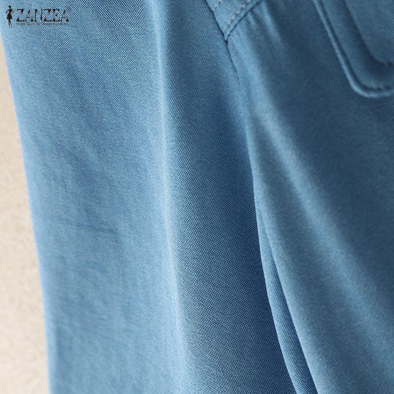 ZANZEA Women Summer V-Neck Splice Lace Casual Short Sleeve Blouse
