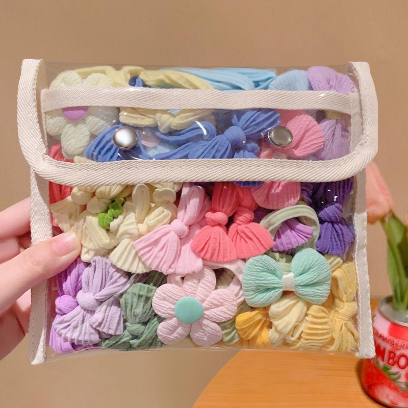 Candy Color Hair Ties: Bow Elastic Bands for Girls - Hair-Friendly Rubber Accessories for Little Girls