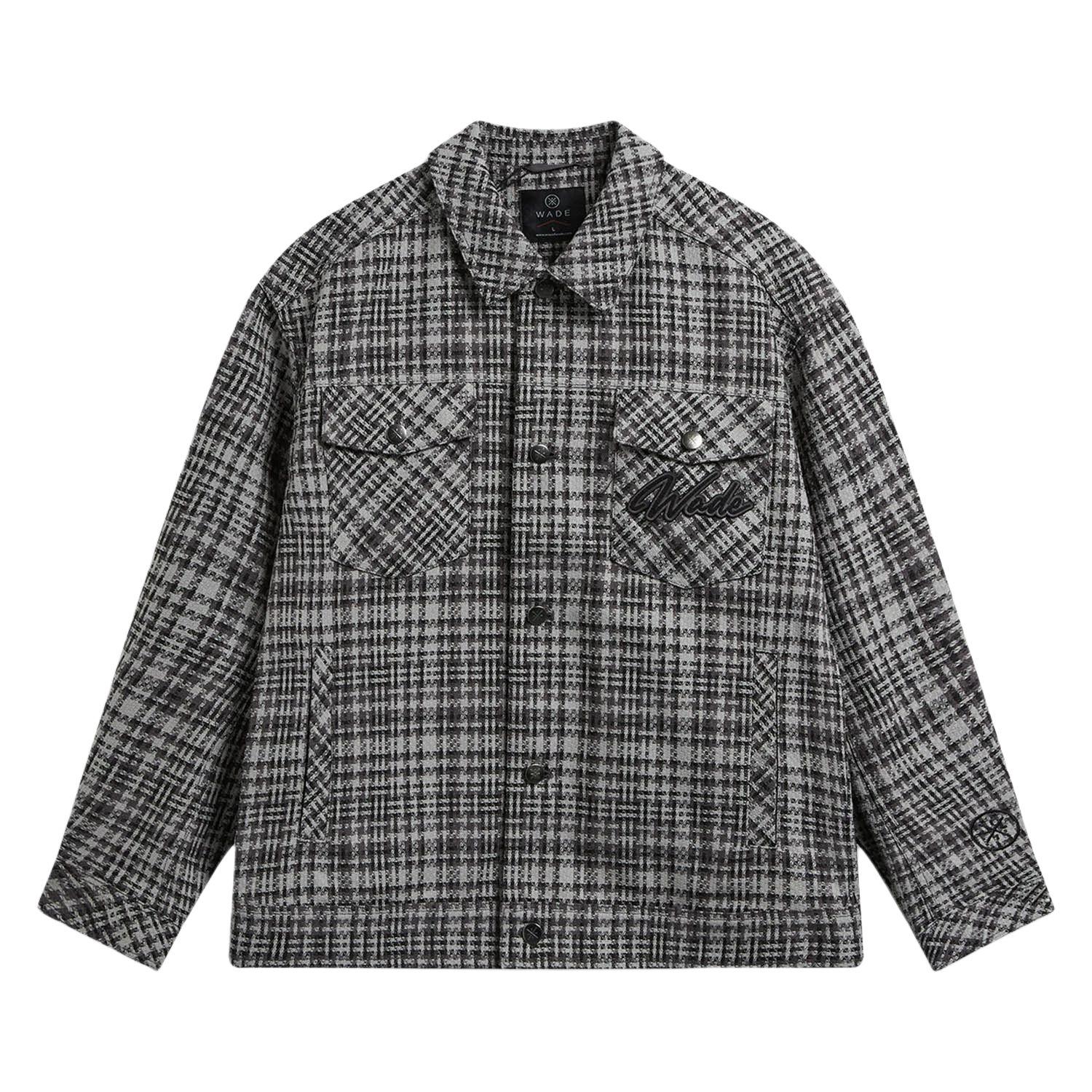 Li Ning Shirts Men s Black Pine Gray Plaid Lapel Moderate Shirt AFDW023-1 M