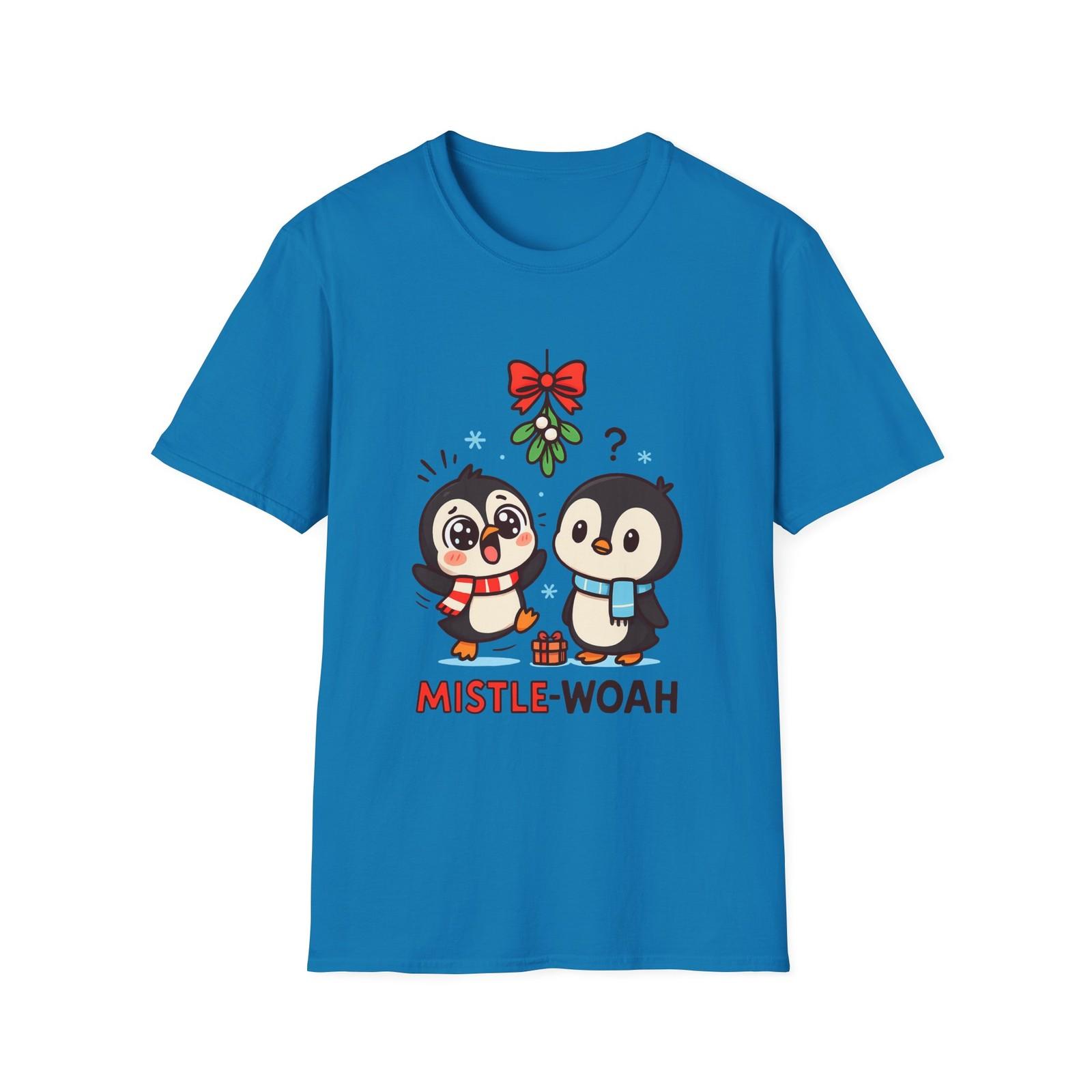 Unisex Softstyle T-Shirt Mens Womens Tees Top Cute Chibi Penguins Mistletoe Funny Christmas Winter 2XL