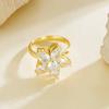 New Light Luxury Star Rotating Zircon Open Ring Copper Micro-inlaid Five-pointed Star Ring Female Design Sense