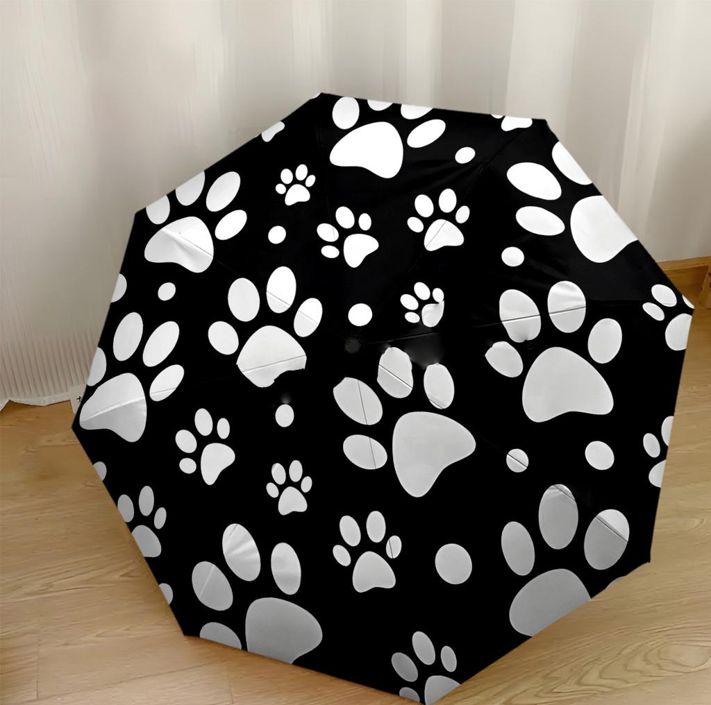 Heart And Paw Love Outdoor Automatic Umbrella Folding Umbrella with 8 Ribs Durable Plastic & Iron All-Season Travel Fashion Lovers