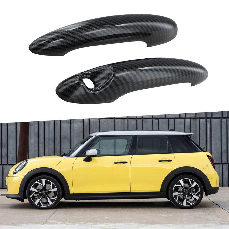 2pcs Car Black Carbon Fiber Door Handle Cover FOR MINI Cooper S JCW R50 R53 R55 Door Handle Cover Decoration Car Styling