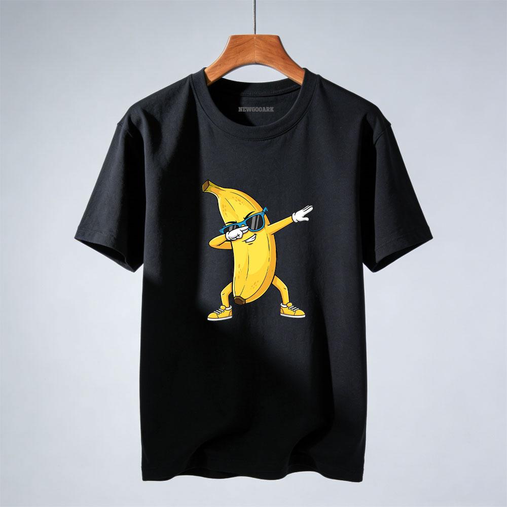 Coole Banane mit Sonnenbrille Lustiger Fruchtcharakter Grafik T-Shirts Damen Unisex Lässig Rundhals T-Shirt Draußen Kurzarm