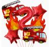 Fire Truck Theme Foil Set with Number for Birthday Party Decoration